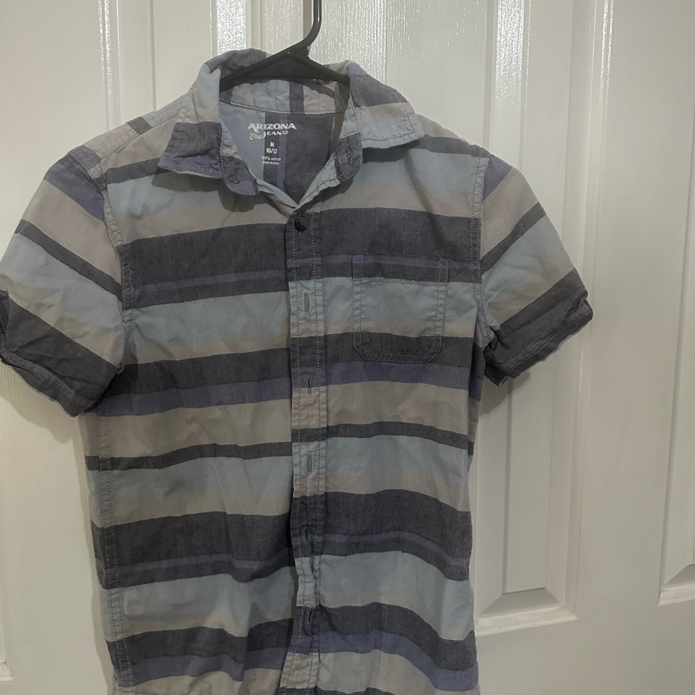 Arizona Jean Company Blue and Gray Casual Button Down Shirt